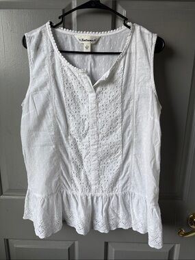 Tantrums White Eyelet Peplum Tank Top